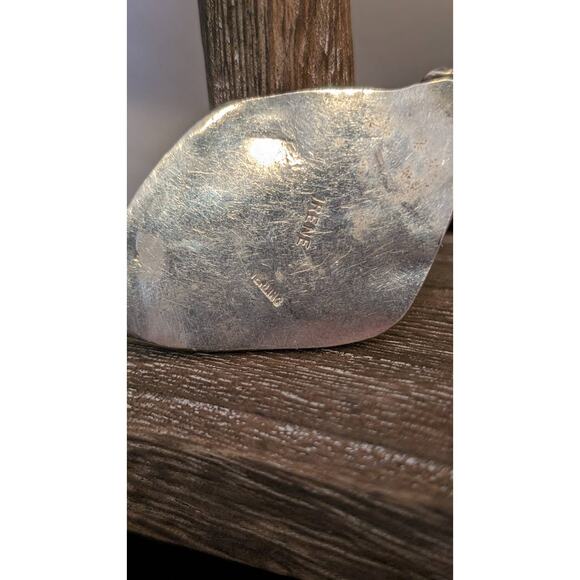 Thulite or Unakite Large Stone Pendant Set in Sterling 925 Marked 'Irene' - Picture 5 of 8